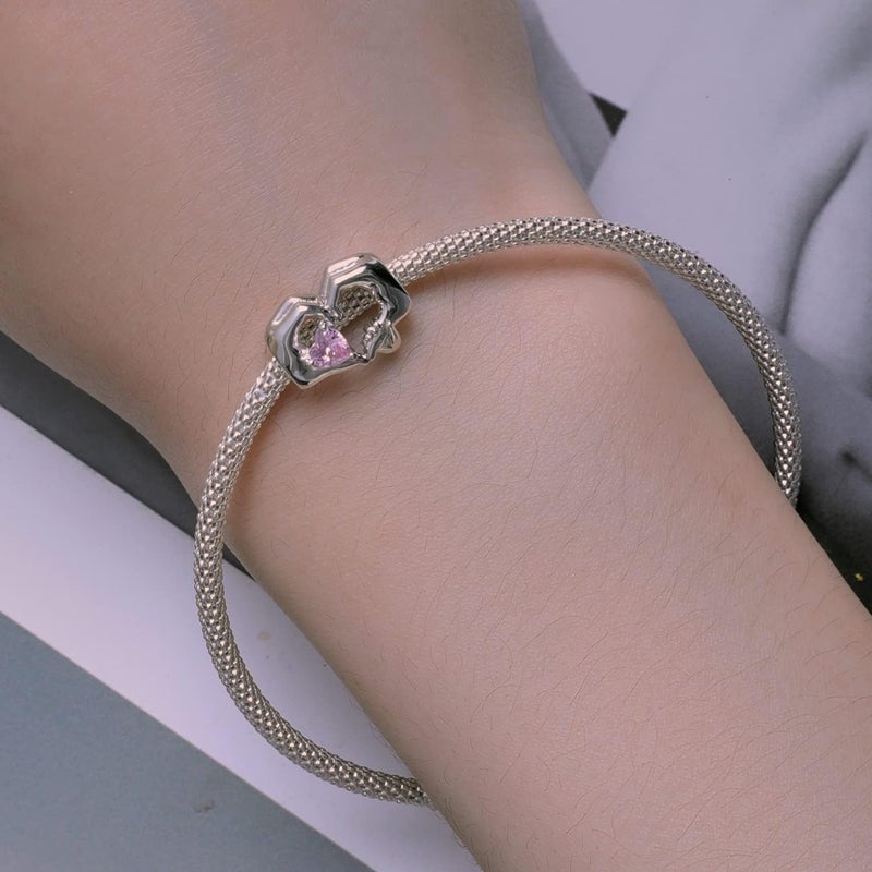 BABAMIA Store Rose Charm Heart Charms for Bracelets 925 Sterling Silver Bead Charm Fits Bracelets and Necklaces Paved with Cubic Zirconia Animal Skull Charm Dainty Halloween Charms Jewelry for Women Girls - Image 4
